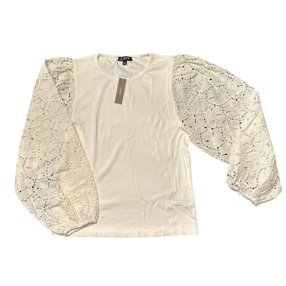 J. Crew Women’s Vintage Rib Top Cotton Long Sleeve Top Size XL NWT